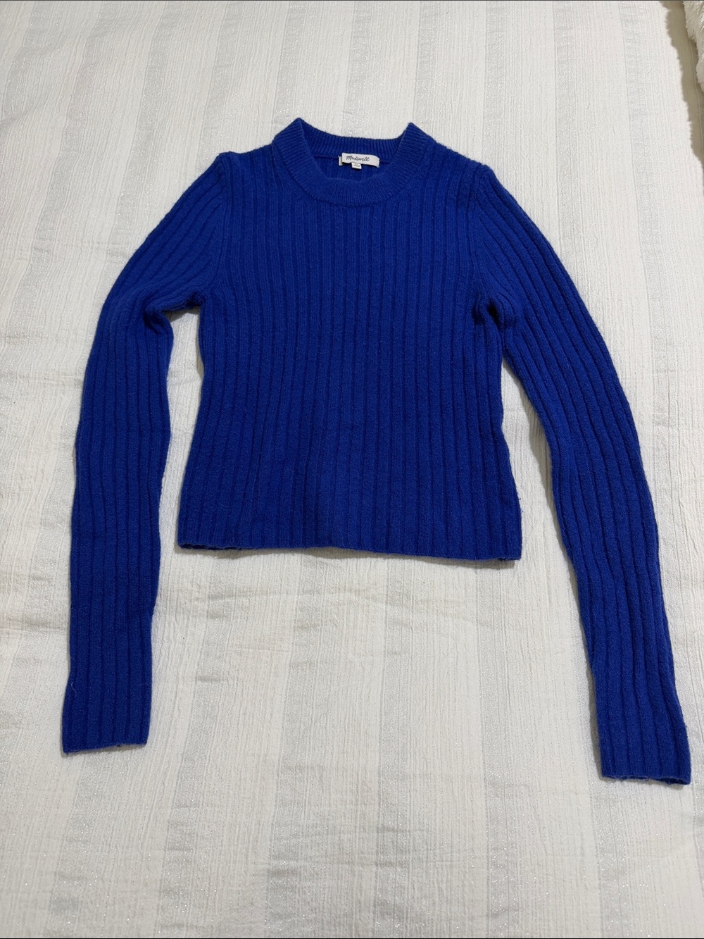 Madewell Ribbed Crewneck Sweater in Cobalt Blue